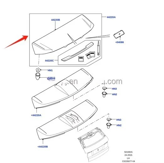 For  Range Rover Evoque 5 doors Rear Wing Spoiler without Top Light LR027045